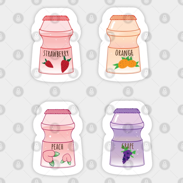 Cute strawberry orange peach grape yoghurt drinks Sticker by 4wardlabel